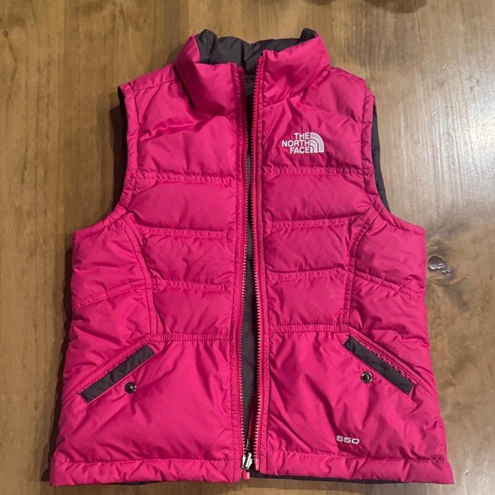 The North Face Reversible Pink/Gray Puffer Vest